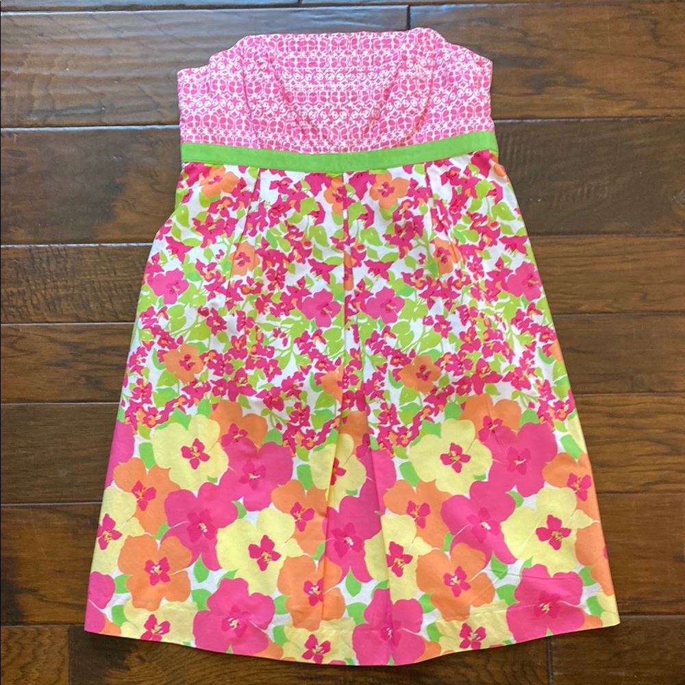 Lilly Pulitzer Floral Pink and Green Dress